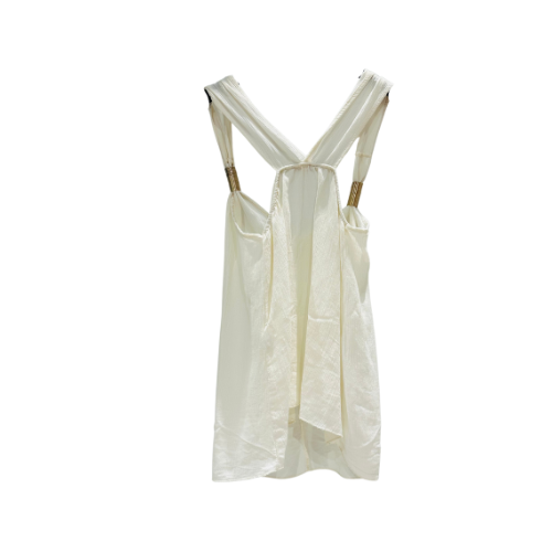 Close-up van de witte Goddess Iris Top  spirituele en sensuele boho stijl