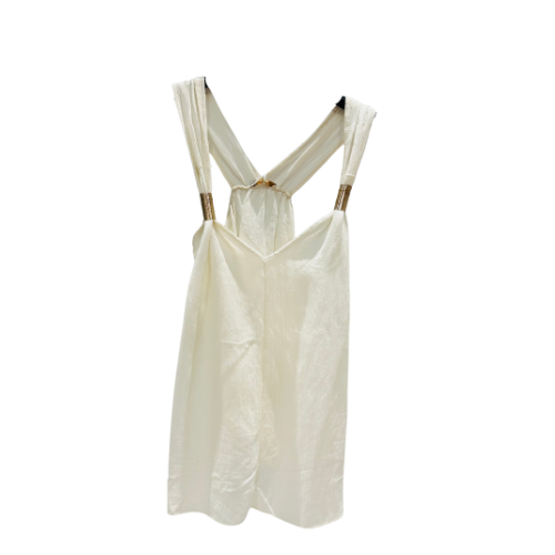 Close-up van de witte Goddess Iris Top  spirituele en sensuele boho stijl