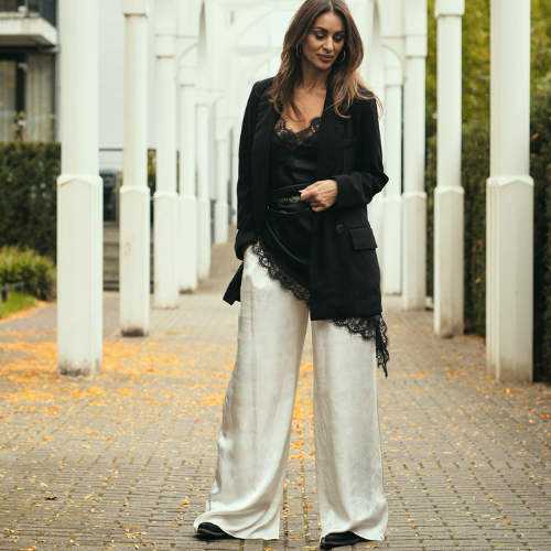 Silk Look Pants White – Satijnen Goddess Broek