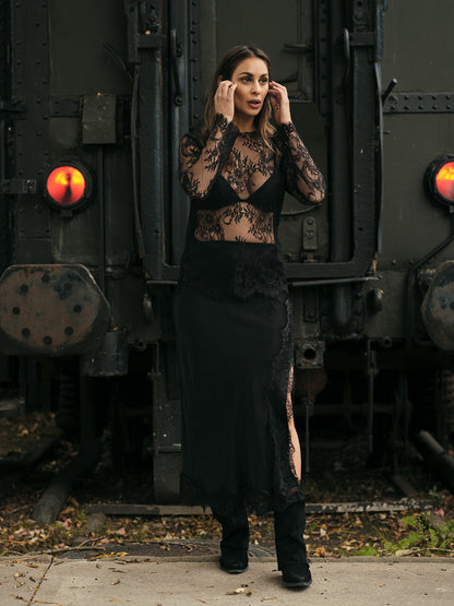 Silk Look Lace Skirt