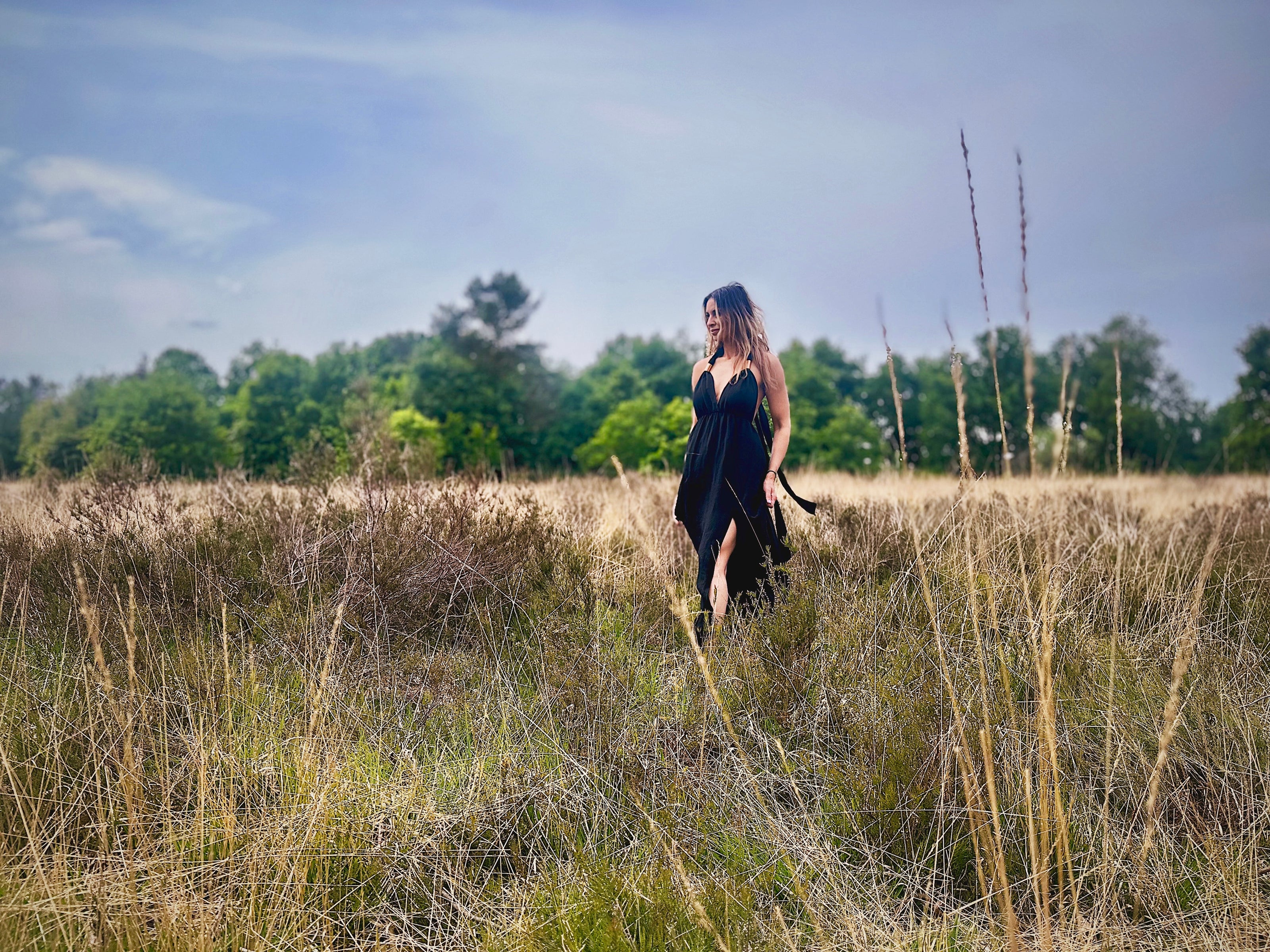 zwarte goddess jurk